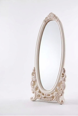 Floor mirror in the living room wood classic white a new luxury in the interior