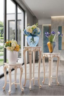 Classic style plant stand living room luxury stand shelf column 3-piece set