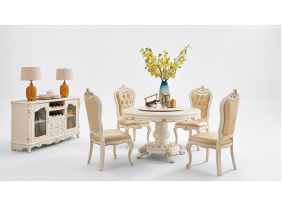 Dining Room Set Round Dining Table 4x Chairs Chesterfield Luxury Set