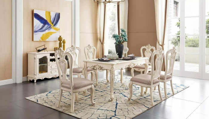 Dining room set furniture for your interior pearly white classic furniture, 8-piece set