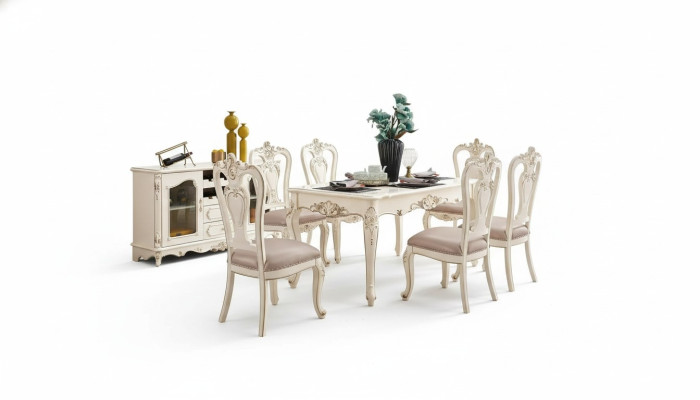 Dining room set furniture for your interior pearly white classic furniture, 8-piece set