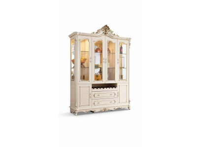 Showcase wood classic living room furniture new luxury interior pearl white