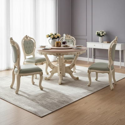 Dining Room Set 7-piece Wood Classic Furniture Dining Table + 6x Chairs Luxury
