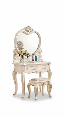 Classic Dressing Table Stool Designer Wood Furniture Set Bedroom 2-piece