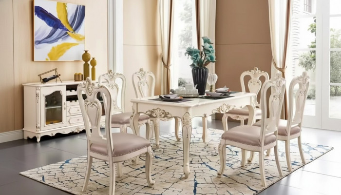 Dining room set luxurious dining table 6x chairs classic furniture 7-piece new
