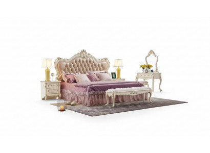 Bedroom set Chesterfield bed 2x nightstands classic furniture 3-piece set
