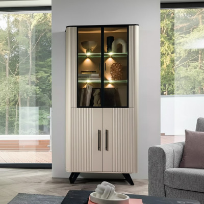 Modern and luxurious beige display cabinet living room glass cabinet cabinets cabinet.