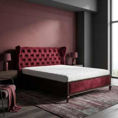 Classic Chesterfield Style Beds Luxury Double Bed Wood Furniture Red Velvet