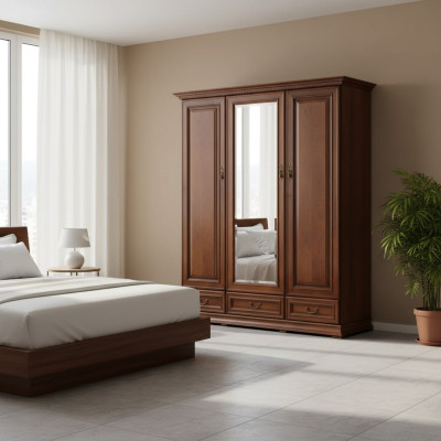 Wardrobe Bedroom Wood Cabinet Antique Style Baroque Cabinets