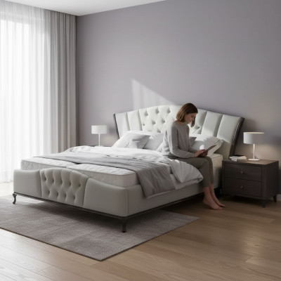 Bed Cushion Design Luxury Double Hotel Beds Chesterfield Wood Furniture New