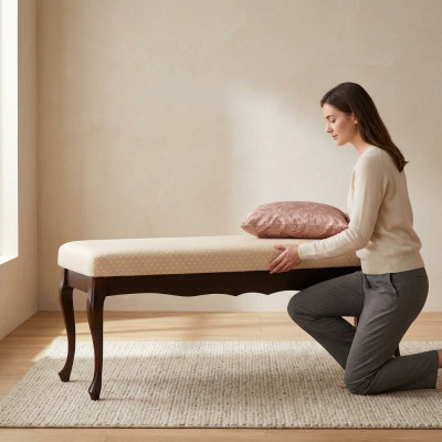 Classic designer bench stool seating upholstered bench footstool
