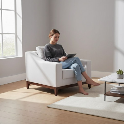 Armchair white Scandinavian upholstered armchair TV armchair lounge club furniture