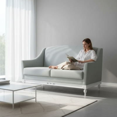 Sofa 2-seater sofas design luxury textile wood upholstery two-seater couches