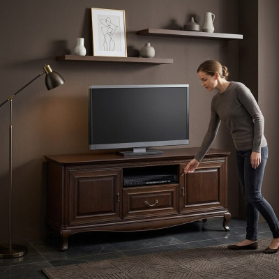 TV stand solid wood television stand brown cabinet furniture