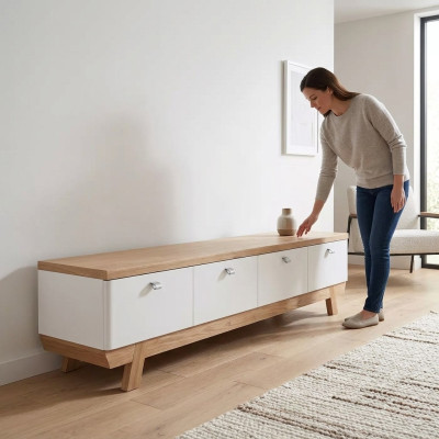 Living room TV stand wooden television white stand cabinet furniture RTV