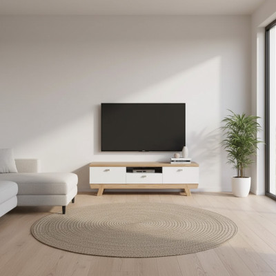 Living room TV stand television white stand cabinet furniture wood RTV