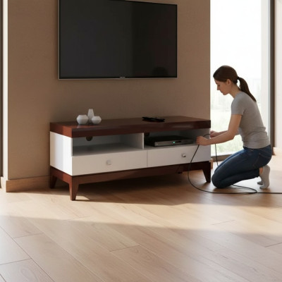 Living room TV stand television white sideboard cabinet furniture wood