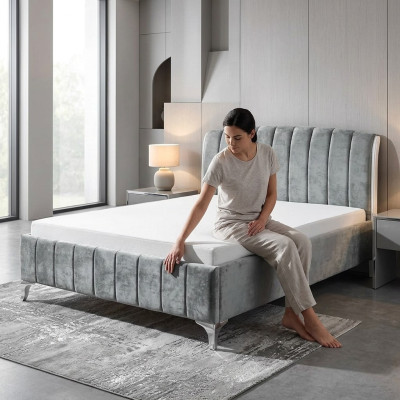 Luxurious beds bedroom gray double bed wood beds bed frame bed
