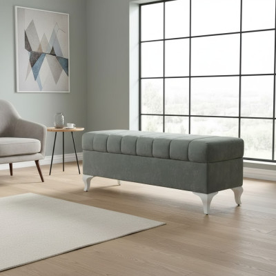 Classic bench design ottoman footstool two-seater textile footrest