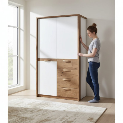 Cabinet solid bedroom furniture wardrobe wood white cabinet