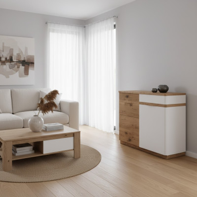 Dresser with 3 drawers, white sideboard, modern wooden sideboard