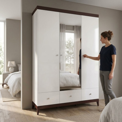 Designer high-gloss wardrobe cabinets bedroom furniture wood luxury white