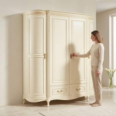 Wardrobe Luxury White Bedroom Wardrobe Wooden Furniture Cabinets