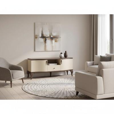TV stand living room beige furniture wood sideboard style modern