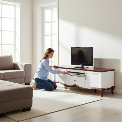 rtv lowboard tv stand sideboard wood luxury white living room cabinet