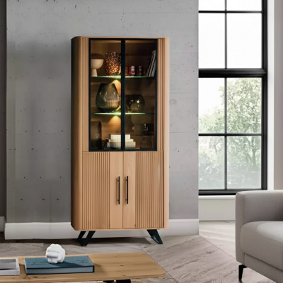Showcase furniture living room cabinet beige glass display cabinets new