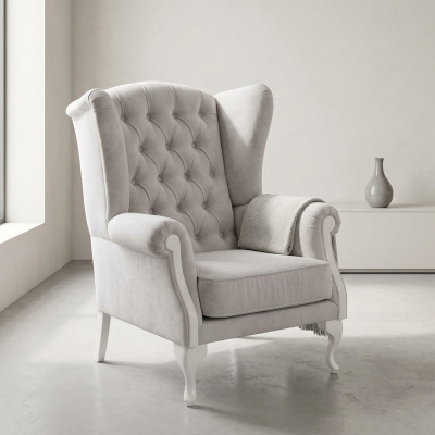 Armchair Seating Single-Seater Design White Upholstery Living Room Furniture TV Recliner
