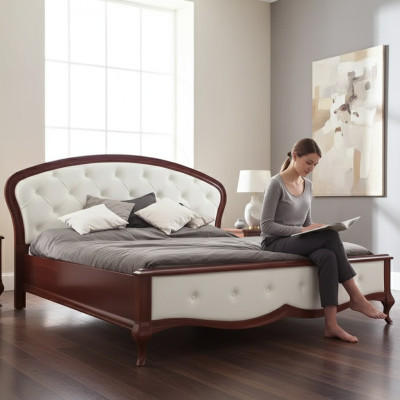 Bed Cushion Design Luxury Double Hotel Beds Baroque Wood Furniture New