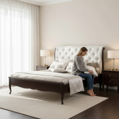 Bed fabric design double beds luxury modern hotel frame bedroom