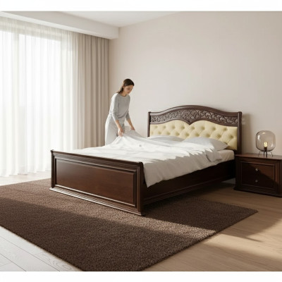 Luxurious bedroom bed design, padded double hotel bed.