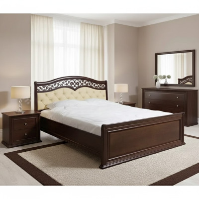 Luxurious bedroom bed design, padded double hotel bed.