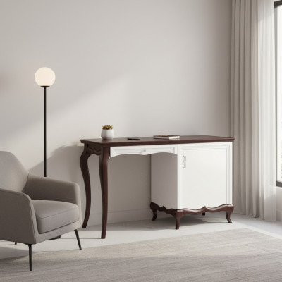 Classic desk Luxurious office furniture made of white wood Exclusive