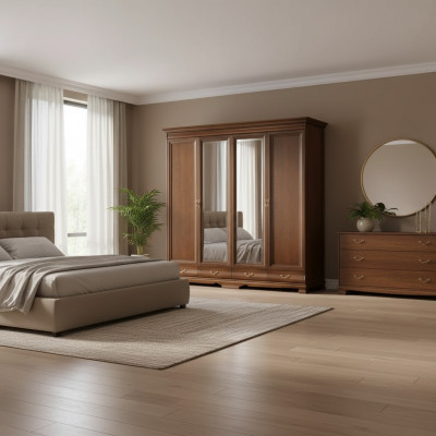Wardrobe bedroom cabinet brown color Baroque Rococo cabinets