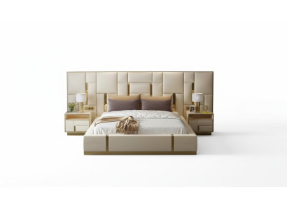 Complete bedroom furniture set 3-piece. Design furniture nightstands beds