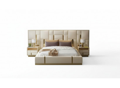 Complete bedroom furniture set 3-piece. Design furniture nightstands beds