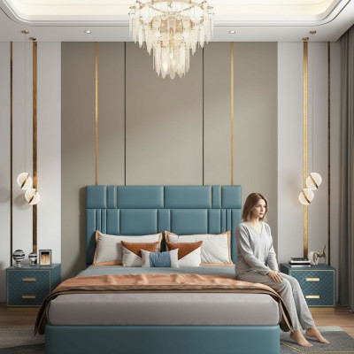Bedroom set designer luxury group suite new bed 2x nightstand 3 pieces.