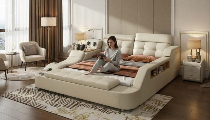 Multifunctional Bed Double Beds Modern Bed Frame 180x200cm New