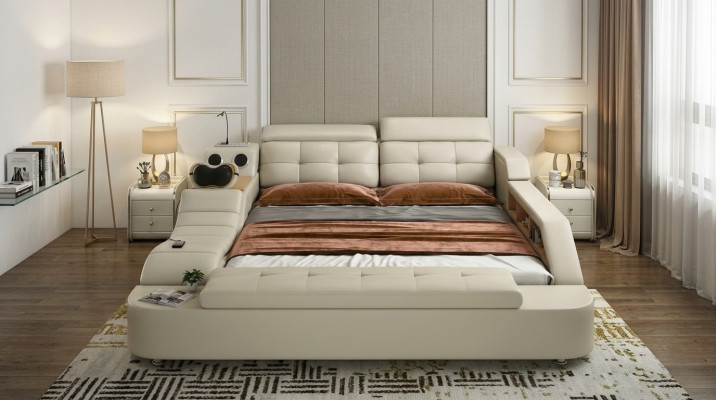 Multifunctional Bed Double Beds Modern Bed Frame 180x200cm New