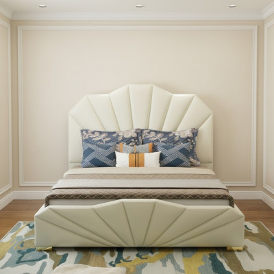 Design leather beds hotel double bed bedroom furniture setup
