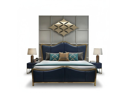 Designer luxury bedroom set group suite bed 2x bedside table 3 piece new