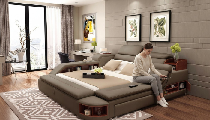 Multifunction Bed Double Beds Modern Bed Frame Beds 180x200cm