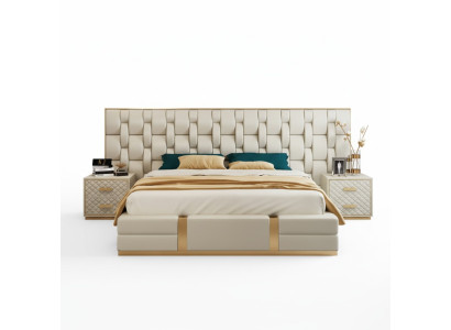 Luxury bedroom set complete room furniture bed nightstand furnishings