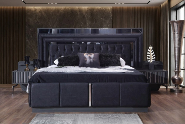 Black luxury Chesterfield double bed modern bed frames wooden furniture
