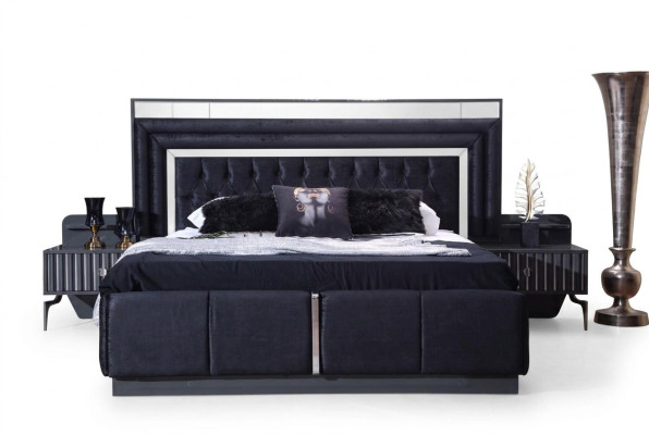 Black luxury Chesterfield double bed modern bed frames wooden furniture