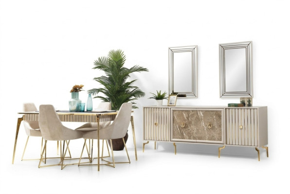 Stylish dining room suite luxury set designer dining table with 6x chairs