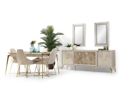 Stylish dining room suite luxury set designer dining table with 6x chairs